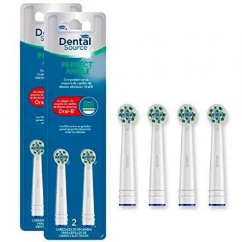 Dental Source PERFECT ANGLE, Cabezales de recambio para Oral-B cepillo de dientes eléctrico - Fabricado en USA - Compatible con brackets o implantes dentales - Pack de 4