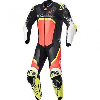 Alpinestars Mono de cuero GP Tech V4 Negro-Rojo-Amarillo, traje de cuero para motocicleta de una pieza, talla 52