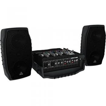Behringer EUROPORT PPA200 Mezclador autoamplificado ultracompacto de 200 vatios y 5 canales con opción de micrófono inalámbrico, procesador Klark Teknik Multi-FX y detección de retroalimentación FBQ