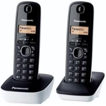 Panasonic KX-TG1612FRW - 2 teléfonos fijos inalámbricos DECT, Color Blanco/Negro