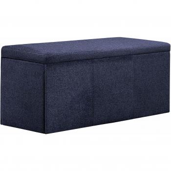 Baul, Banco, Puff de Almacenaje, Arcon Elevable, Modelo Universal, Acabado en Tejido Elegance Color Marengo, Medidas: 90 cm