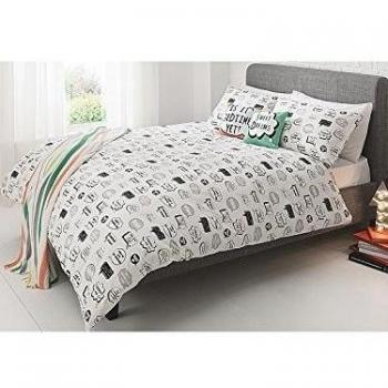 Elegante George Home Speech Bubble lema Juego de funda nórdica King Sized - 225 x 220 cm y dos funda de almohada 48 x 74 cm