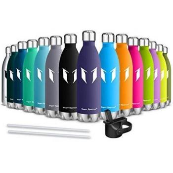 Super Sparrow Botella de Agua aislada al vacío de Acero Inoxidable, diseño de Pared Doble - 350ml - Sin BPA Gorra Deportiva con Gorra estándar - para Correr, Gimnasio, Yoga, Ciclismo