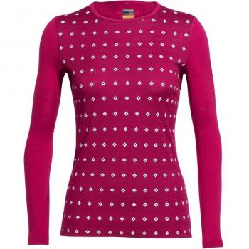 Icebreaker Oasis Manga Larga Crewe – Camiseta Capa Base de Align – Pop Pink/Snow/Pop Rosa, XS