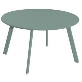 Mesa auxiliar Marzia de acero verde Ø 70 x 40 cm, anidable, lacada con revestimiento epoxi anticorrosión para interiores y exteriores, ideal para jardín, terraza y balcón