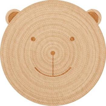 Alfombra de Vinilo Infantil Oso Adrián, Imitación Textura Natural, Diámetro 200 cm