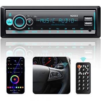 Radio Coche Bluetooth, CENXINY 1 DIN FM/RDS Autoradio Bluetooth 5.0 Manos Libres por App/Volante/Control Remoto, Soporte Subwoofer/USB/WMA/AUX/MP3/EQ/X-BASS, Pantalla LCD Multicolor