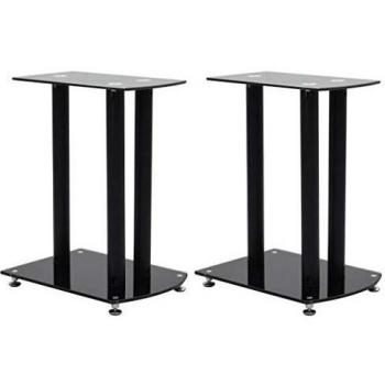 Aluminum Speaker Stands 2 pcs Black Safety Glass