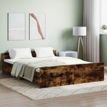 Cama solar con cabecero y piecero de roble ahumado 160x200 cm Vidaxl Marrón