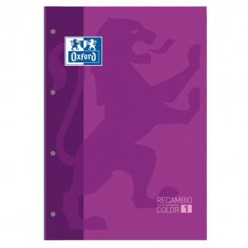 Recambio Oxford Europeanbook 1 Morado, Cuadrícula 5x5, A4+, 80 Hojas Microperforadas, 90g/m², Tapa Blanda, Paquete de 5
