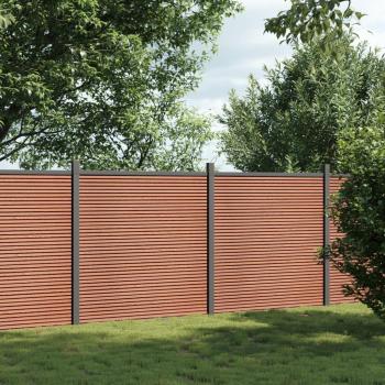 Panel de Valla WPC 353x186 cm Color Marrón, Ideal para Jardín, Seguridad y Ventilación