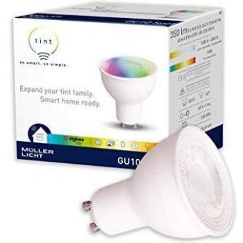 Lámpara LED GU10 Tint, 6W, 350lm, RGB y Blanco regulable, compatible con Zigbee y control remoto