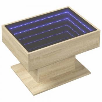 Mesa de centro y LED madera ingeniería roble Sonoma 70x50x45 cm, mesita de Centro, Mesa Auxiliar, Mesa de salón, mesita, mesita de sofá