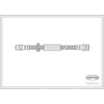 Latiguillo de freno CORTECO 19031634 - Manguera flexible de freno, fabricada en material resistente a la presión y a la corrosión, con conectores metálicos, longitud específica para vehículos determinados, cumple con