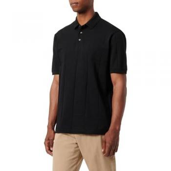 Armani Exchange Men's Short Sleeve Black Cotton Jacquard Polo Shirt with Stacked Ax Logo