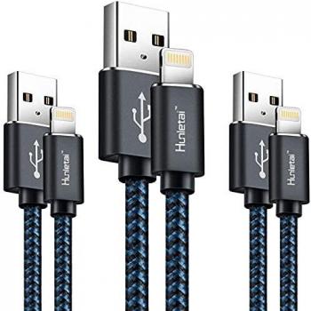 Cable Cargador iPhone, [3Pack 1M 1M 2M ] Cable Lightning Carga Rápida Trenzado de Nylon Cargador iPhone Compatible con Apple iPhone 11 XS MAX XR X 8 Plus 7 Plus 6S 6 Plus