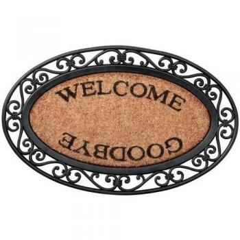Esschert Design - Esschert Design Felpudo, Welcome/Goodbye Oval, RB13, goma y fibra de coco, 70 x 45 x 2,5 -
