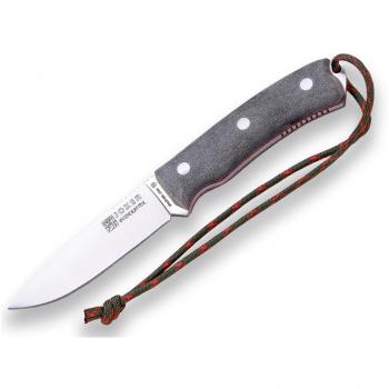 Cuchillo Joker Bushcraft Bushcrafter CV120-P con hoja de 10,5 cm en acero Böhler N695 y funda de piel con pedernal - Herramienta versátil para pesca, caza, camping y senderismo
