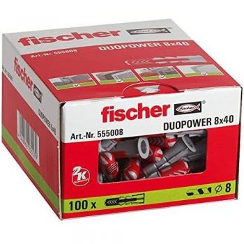 Fischer DuoPower 8x40mm Tacos de Pared, Caja de 100 Unidades
