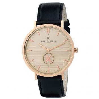 Reloj Pierre Cardin Belleville Stripes CBV.1048 para hombre, negro, correa de piel negra