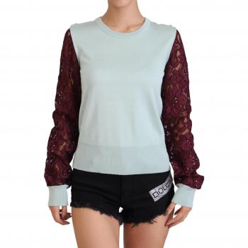 Dolce & Gabbana Multicolor Lace Round Neck Pullover Sweater, Silk Blend, Female, Size XS