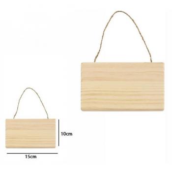 Cartel Rectangular de Madera para Colgar con Cuerda 15x10 cm