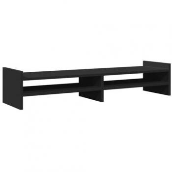 Soporte para Monitor Elevador de Madera Maciza de Pino Negro 100x27x20 cm