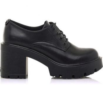 MTNG - Zapatos de tacón mujer Emeline negro con cierre cordones y puntera redonda