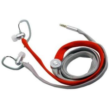 Typhoon UniqueLace - Auriculares estéreo con altavoz manos libres, gris/rojo