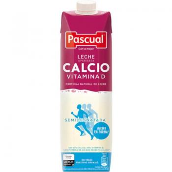 Leche Pascual Calcio Semidesnatada 1L - Brik, rica en calcio, semidesnatada, envase de 1 litro