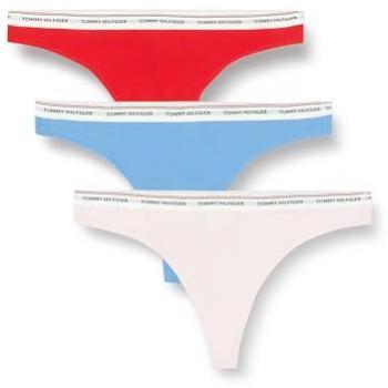 Pack de 3 tangas Premium Essential Tommy Hilfiger para mujer, colores rosa, rojo y azul, talla L