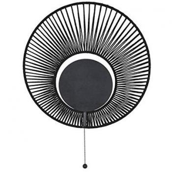 Lámpara de pared de diseño Forestier Oyster, metal y algodón, Ø40cm, negro