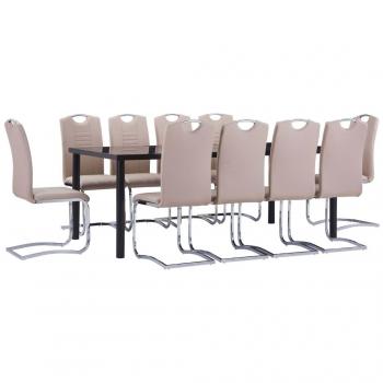 Juego de comedor 11 piezas de cuero sintético color capuchino