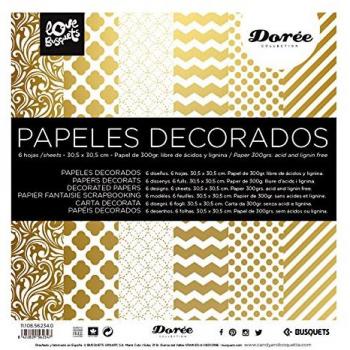 Busquets Papeles Decorados Scrapbooking Dorado 30,5x30,5