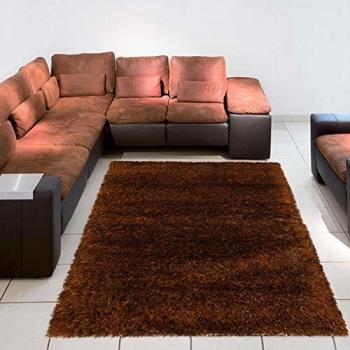 Alfombra Shaggy Marrón Hecha a Mano 240x340 Rectangular - MALAIDORY