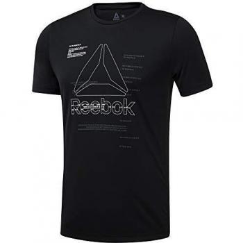 Reebok Wor Poly Graphic SS tee Camiseta, Hombre, Negro, L