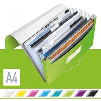 Carpeta expandible Leitz WOW A4, 6 compartimentos, PP, color verde