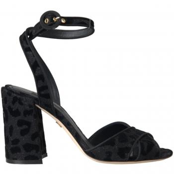 Dolce & Gabbana Black Leopard Suede High Heel Sandals Shoes - EU36.5/US6