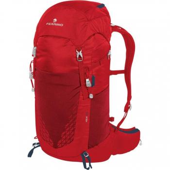 Mochila Ferrino Agile 25L roja tomate, capacidad de 25 litros, diseño ligero y compacto, sistema de ventilación en la espalda, correas ajustables y acolchadas, múltiples bolsillos para organización, compatible con sistema de