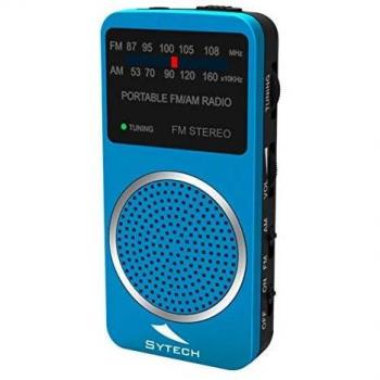 Radio Am/FM Estereo de Bolsillo, Altavoz, Auriculares, Azul