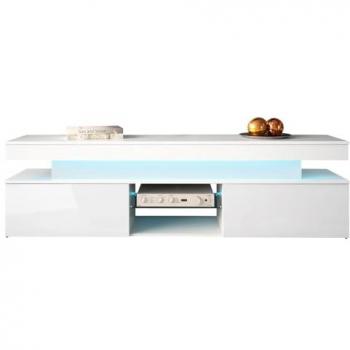 Mueble TV Merced N103 Blanco Brillante con LED, 190x54x39cm