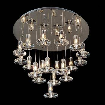 Suspensión Troy redonda 19 Bombillas G4 Cromo Pulido/Cristal, no Compatible con LED/CFL