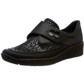 Zapatos Rieker para mujer en color negro con cierre de velcro, talla 41