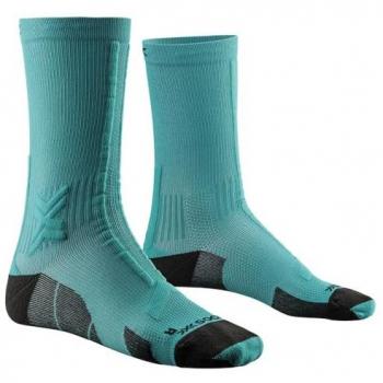 Calcetines X-Socks Trail Run Discover Crew, Unisex adulto, Lake Green/Sunset Blue, Talla 35-38