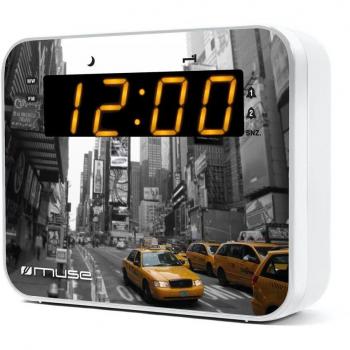 MUSE M-165 NY Reloj Analógica Gris, Color Blanco Radio M-165 NY, Reloj, Analógica, FM,MW, Exploración automática, Almacenamiento automático, LED, 2,29 cm