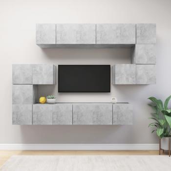 Juego de muebles para sala de estar 10 piezas en madera ingenierizada gris hormigón
