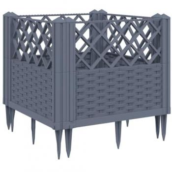 vidaXL Garden Planter with Pegs Blue Grey 43.5x43.5x43.5 cm PP