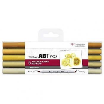 Estuche 5 Rotuladores ABT PRO Base Alcohol Tombow Colores Amarillos