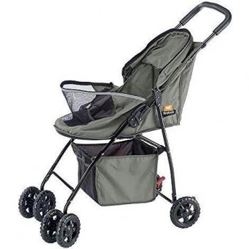 Ferplast Stroller for small dogs GLOBETROTTER Folding stroller for small-sized dogs Trolley for pets maximum 9 Kg, Opening sunroof, Fully foldable, Equipped with basket and wheels, 80 x 42 x h 95 cm