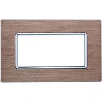 Placa de Aluminio 4 Puertos Color Oro Serie Solar Compatible con Bticino Matix